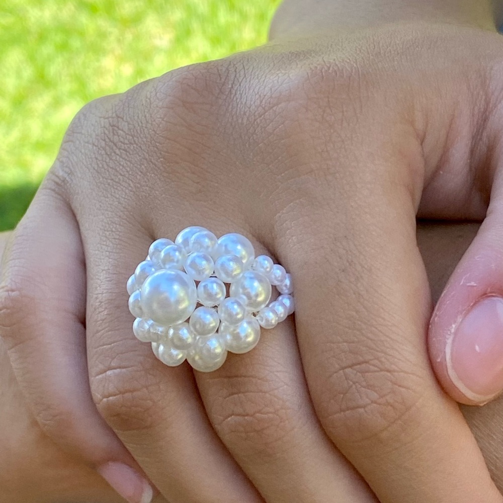 Handmade Faux Pearl Statement Ring